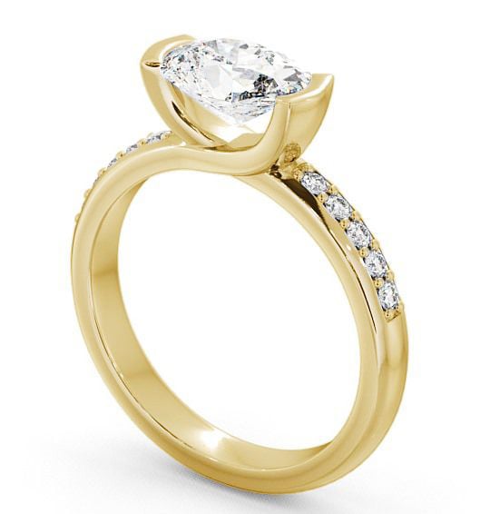  Oval Diamond Engagement Ring 18K Yellow Gold Solitaire With Side Stones - Trevia ENOV5S_YG_THUMB1 