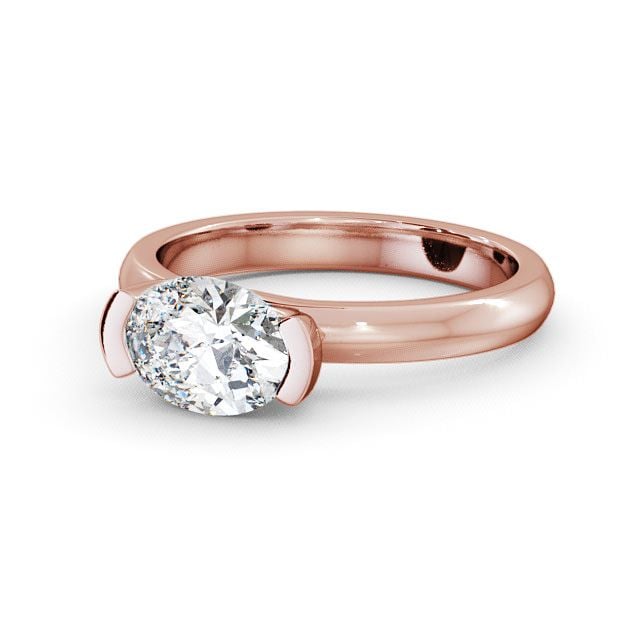 Oval Diamond Engagement Ring 9K Rose Gold Solitaire - Iver ENOV5_RG_FLAT