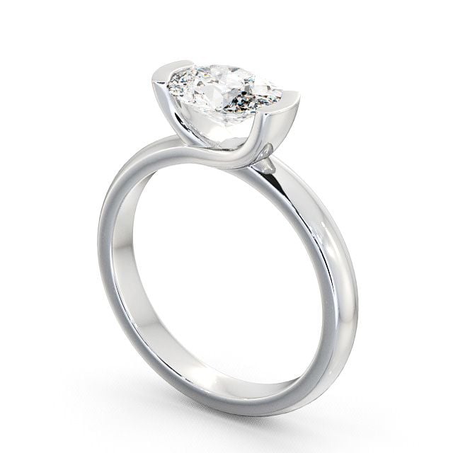 Oval Diamond Engagement Ring Palladium Solitaire - Iver ENOV5_WG_SIDE