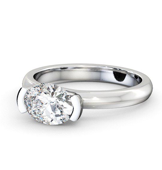  Oval Diamond Engagement Ring Platinum Solitaire - Iver ENOV5_WG_THUMB2 