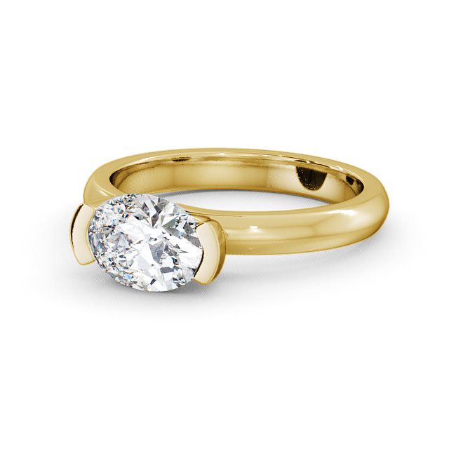 Oval Diamond Engagement Ring 9K Yellow Gold Solitaire - Iver ENOV5_YG_FLAT
