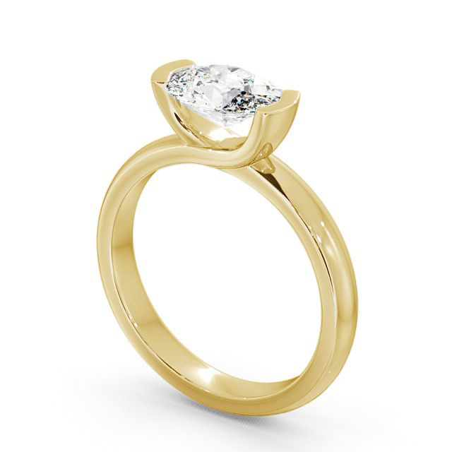 Oval Diamond Engagement Ring 9K Yellow Gold Solitaire - Iver ENOV5_YG_SIDE
