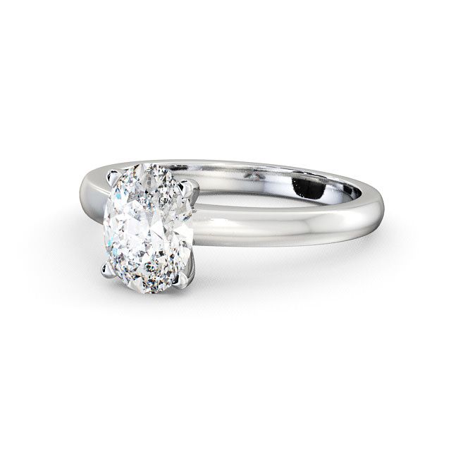Oval Diamond Engagement Ring Platinum Solitaire - Leigh ENOV6_WG_FLAT
