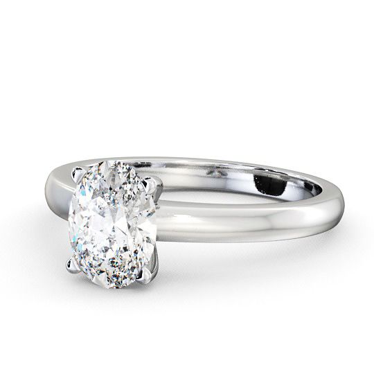  Oval Diamond Engagement Ring Platinum Solitaire - Leigh ENOV6_WG_THUMB2 