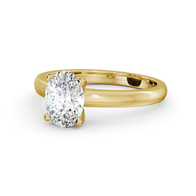 Oval Diamond Engagement Ring 18K Yellow Gold Solitaire - Leigh ENOV6_YG_FLAT