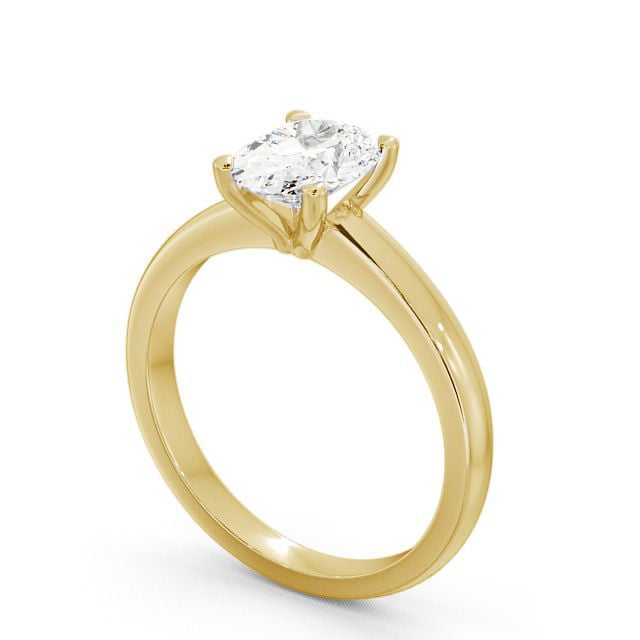 Oval Diamond Engagement Ring 18K Yellow Gold Solitaire - Leigh ENOV6_YG_SIDE
