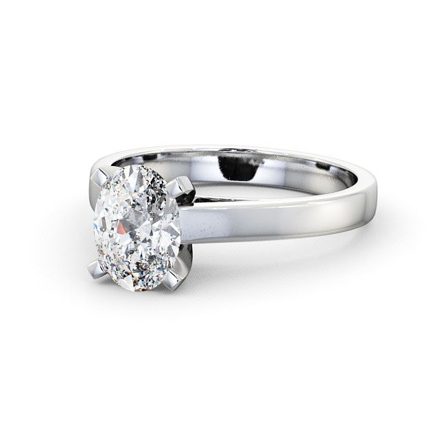 Oval Diamond Engagement Ring 18K White Gold Solitaire - Merley ENOV7_WG_FLAT