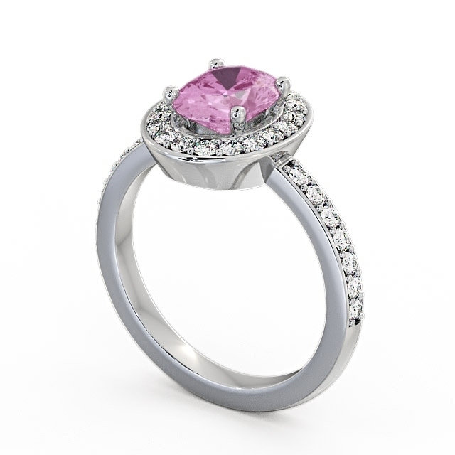 Halo Pink Sapphire and Diamond 2.03ct Ring Platinum - Ivelet ENOV8GEM_WG_PS_SIDE