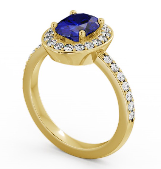 Halo Blue Sapphire and Diamond 2.03ct Ring 9K Yellow Gold - Ivelet ENOV8GEM_YG_BS_THUMB1