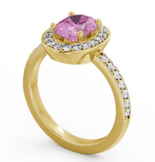 Halo Pink Sapphire and Diamond 2.03ct Ring 9K Yellow Gold - Ivelet ENOV8GEM_YG_PS_THUMB1