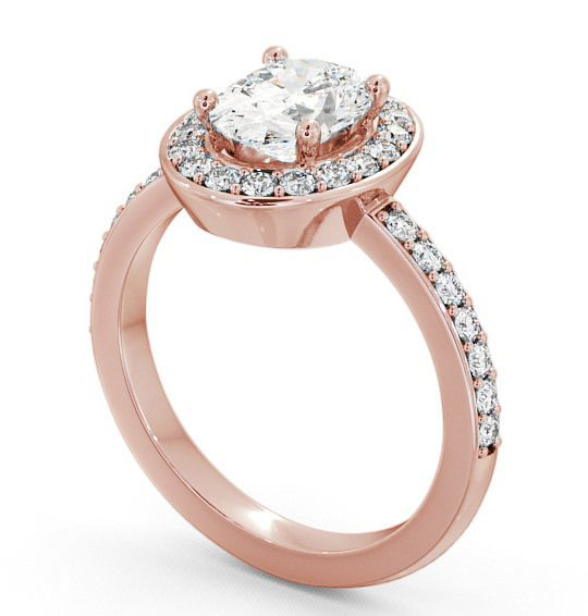  Halo Oval Diamond Engagement Ring 18K Rose Gold - Addington ENOV8_RG_THUMB1 
