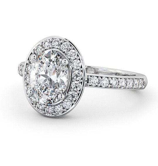  Halo Oval Diamond Engagement Ring Palladium - Addington ENOV8_WG_THUMB2 