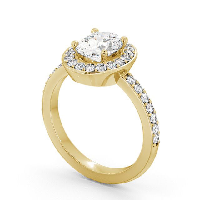 Halo Oval Diamond Engagement Ring 9K Yellow Gold - Addington ENOV8_YG_SIDE