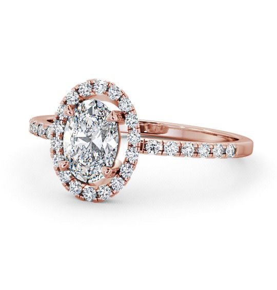  Halo Oval Diamond Engagement Ring 18K Rose Gold - Clunie ENOV9_RG_THUMB2 