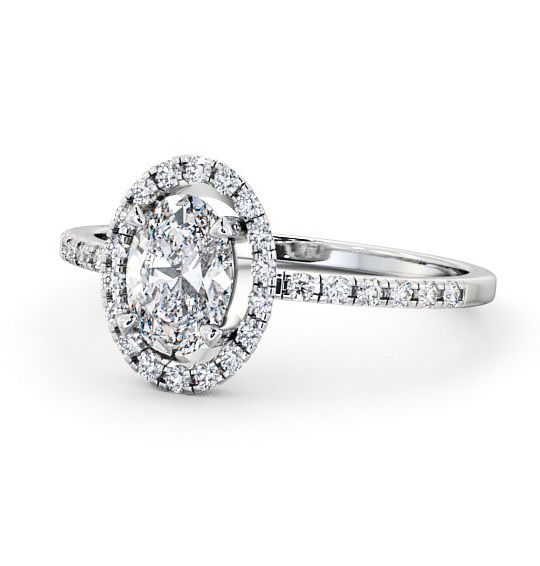  Halo Oval Diamond Engagement Ring 18K White Gold - Clunie ENOV9_WG_THUMB2 