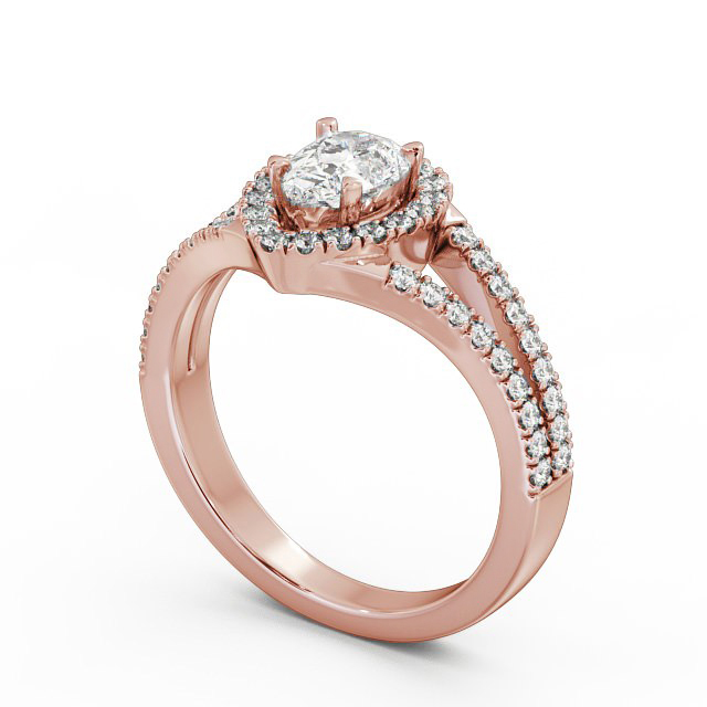 Halo Pear Diamond Engagement Ring 18K Rose Gold - Elena ENPE10_RG_SIDE
