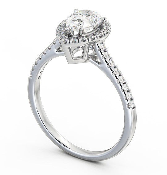 Halo Pear Diamond Engagement Ring 18K White Gold - Vallois ENPE11_WG_THUMB1