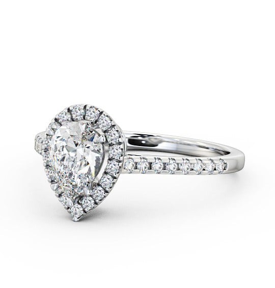  Halo Pear Diamond Engagement Ring 18K White Gold - Vallois ENPE11_WG_THUMB2 