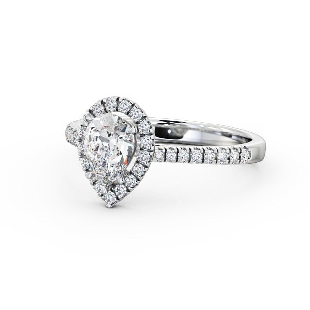 Halo Pear Diamond Engagement Ring 18K White Gold - Zara ENPE12_WG_FLAT