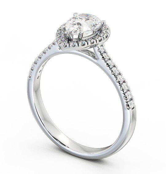  Halo Pear Diamond Engagement Ring 18K White Gold - Zara ENPE12_WG_THUMB1 