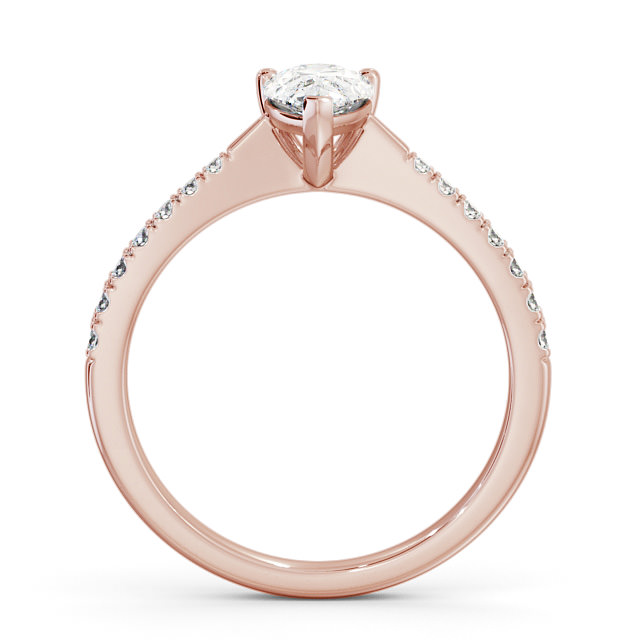 Pear Diamond Engagement Ring 9K Rose Gold Solitaire With Side Stones - Basel ENPE14S_RG_UP