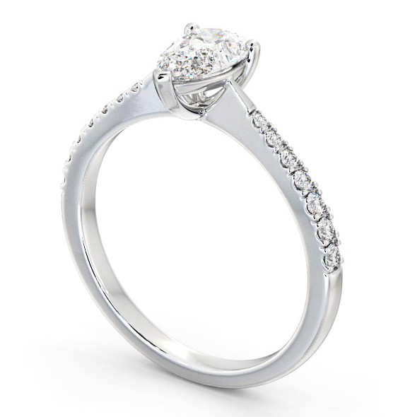 Pear Diamond Engagement Ring Platinum Solitaire With Side Stones - Basel ENPE14S_WG_THUMB1