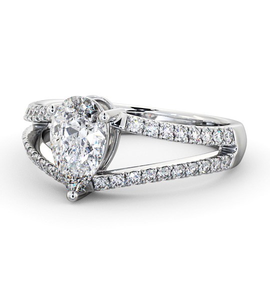  Pear Diamond Engagement Ring Palladium Solitaire With Side Stones - Federica ENPE15_WG_THUMB2 