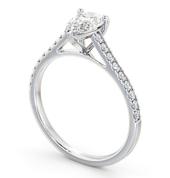 Pear Diamond Engagement Ring Platinum Solitaire With Side Stones - Clousta ENPE16_WG_THUMB1