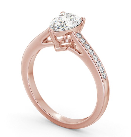 Pear Diamond Engagement Ring 9K Rose Gold Solitaire With Side Stones - Loriene ENPE17S_RG_THUMB1