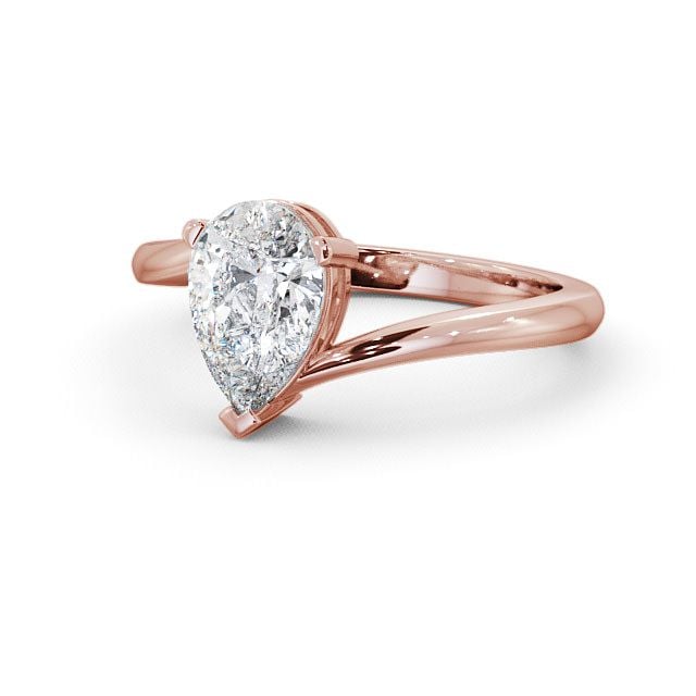 Pear Diamond Engagement Ring 9K Rose Gold Solitaire - Alva ENPE1_RG_FLAT