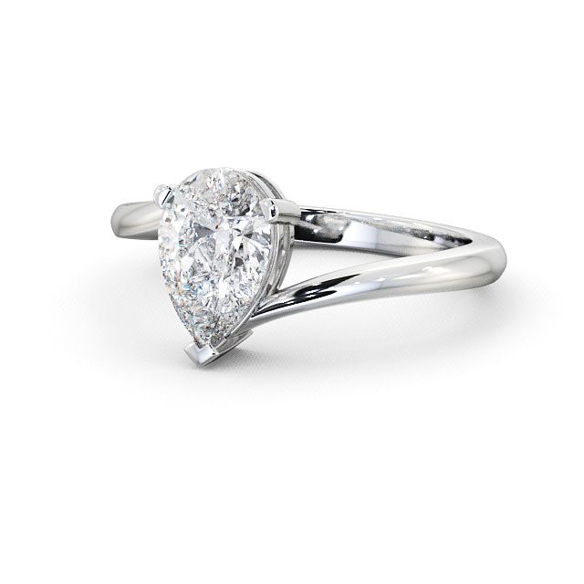 Pear Diamond Engagement Ring 9K White Gold Solitaire - Alva ENPE1_WG_FLAT
