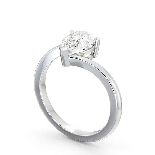 Pear Diamond Engagement Ring 9K White Gold Solitaire - Alva ENPE1_WG_SIDE