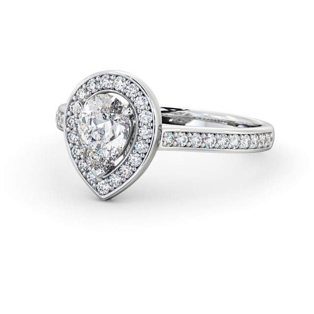 Halo Pear Diamond Engagement Ring 18K White Gold - Sophie ENPE20_WG_FLAT