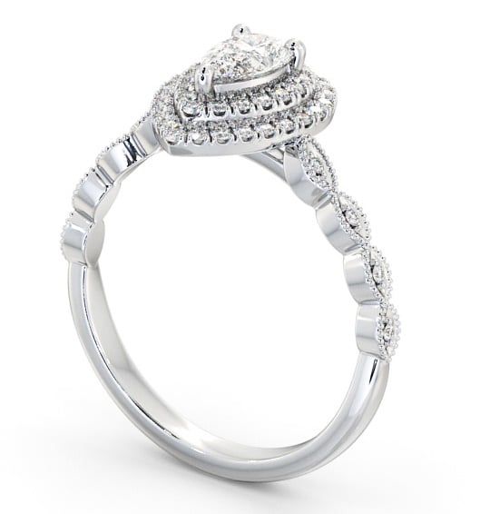  Halo Pear Diamond Engagement Ring 18K White Gold - Alibury ENPE24_WG_THUMB1 
