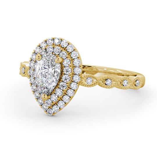 Halo Pear Diamond Engagement Ring 18K Yellow Gold - Alibury ENPE24_YG_THUMB2 