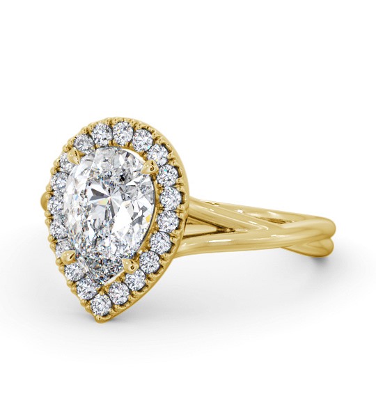  Halo Pear Diamond Engagement Ring 9K Yellow Gold - Satrine ENPE25_YG_THUMB2 