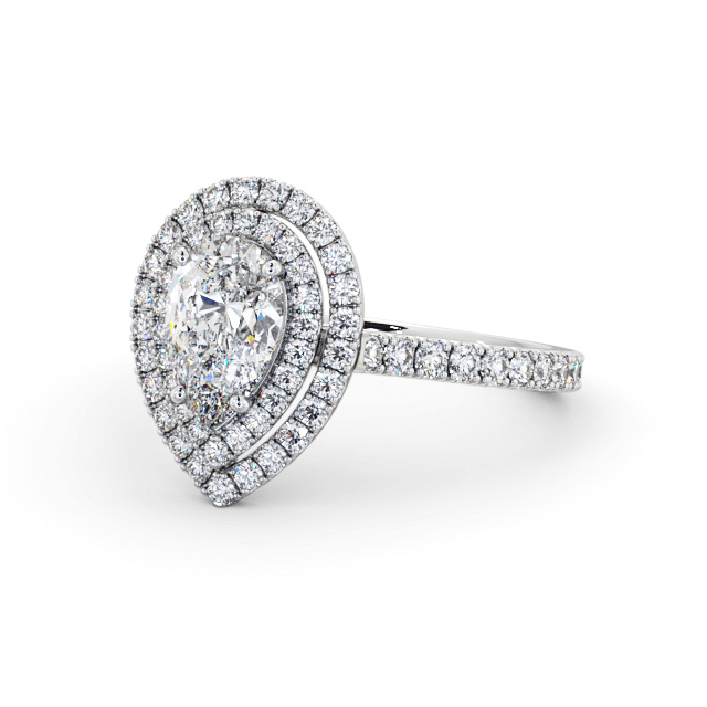 Halo Pear Diamond Engagement Ring Palladium - Montford ENPE26_WG_FLAT