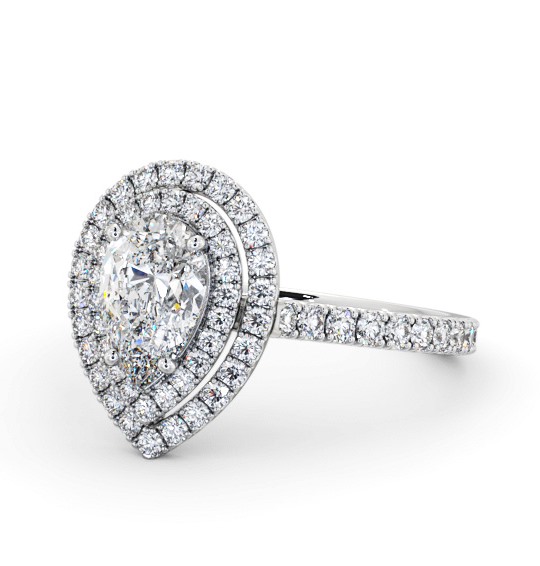  Halo Pear Diamond Engagement Ring 18K White Gold - Montford ENPE26_WG_THUMB2 