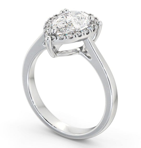  Halo Pear Diamond Engagement Ring 18K White Gold - Salvington ENPE28_WG_THUMB1 