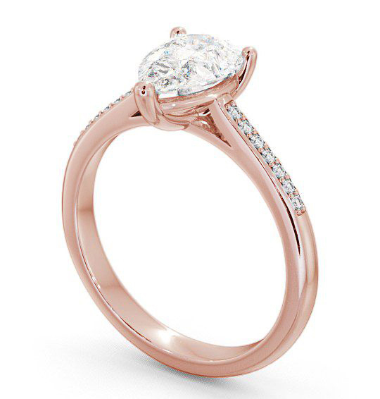 Pear Diamond Engagement Ring 9K Rose Gold Solitaire With Side Stones - Harby ENPE2S_RG_THUMB1