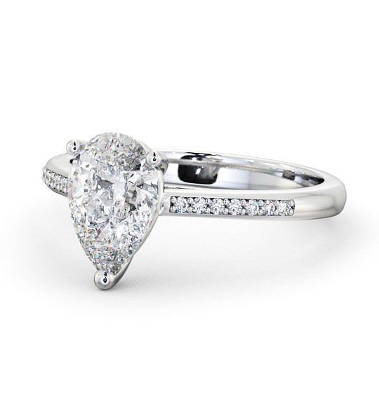  Pear Diamond Engagement Ring Palladium Solitaire With Side Stones - Harby ENPE2S_WG_THUMB2 
