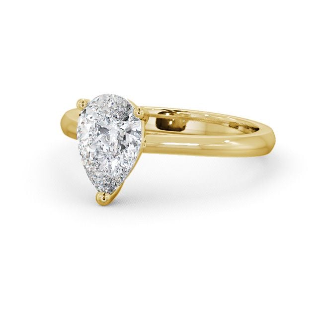 Pear Diamond Engagement Ring 18K Yellow Gold Solitaire - Elphin ENPE2_YG_FLAT