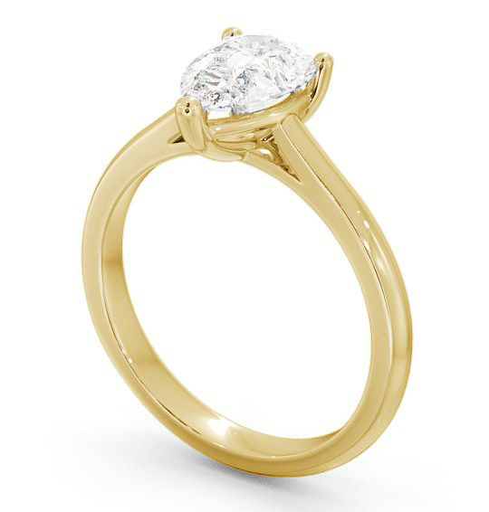 Pear Diamond Engagement Ring 9K Yellow Gold Solitaire - Elphin ENPE2_YG_THUMB1