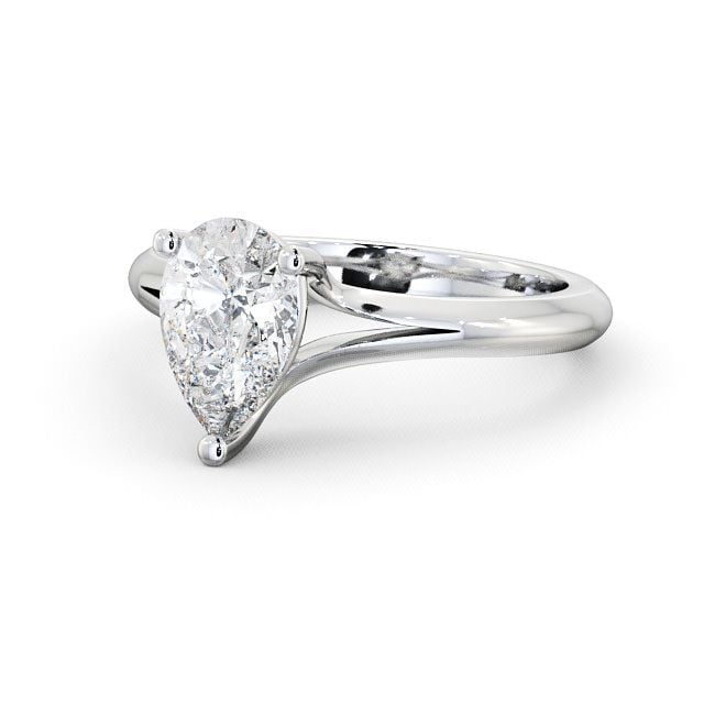 Pear Diamond Engagement Ring 9K White Gold Solitaire - Illey ENPE3_WG_FLAT