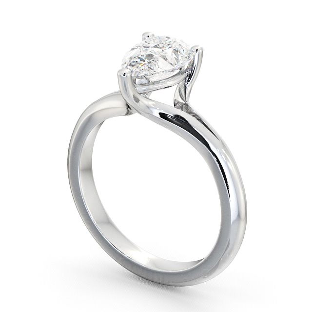 Pear Diamond Engagement Ring 9K White Gold Solitaire - Illey ENPE3_WG_SIDE
