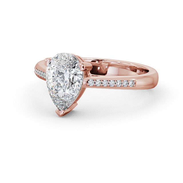 Pear Diamond Engagement Ring 18K Rose Gold Solitaire With Side Stones - Raleigh ENPE4S_RG_FLAT
