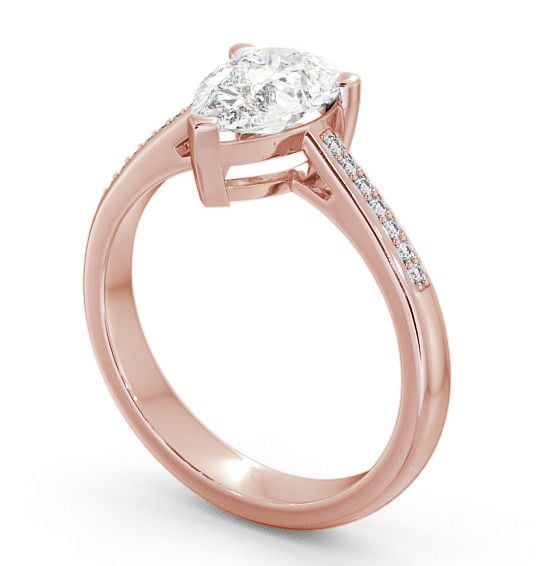 Pear Diamond Engagement Ring 9K Rose Gold Solitaire With Side Stones - Raleigh ENPE4S_RG_THUMB1