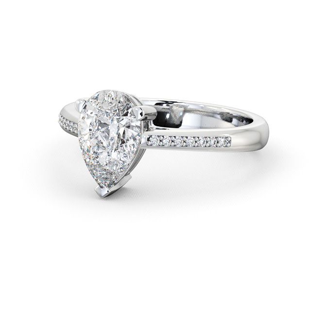 Pear Diamond Engagement Ring Palladium Solitaire With Side Stones - Raleigh ENPE4S_WG_FLAT