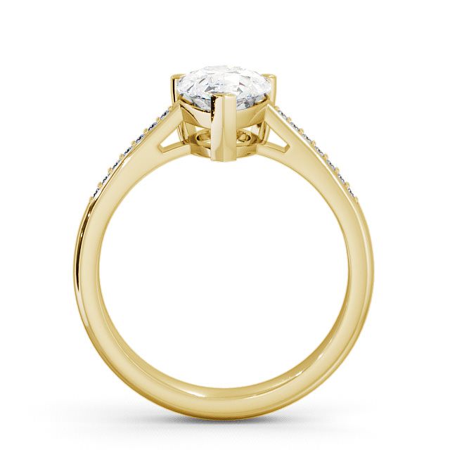 Pear Diamond Engagement Ring 18K Yellow Gold Solitaire With Side Stones - Raleigh ENPE4S_YG_UP