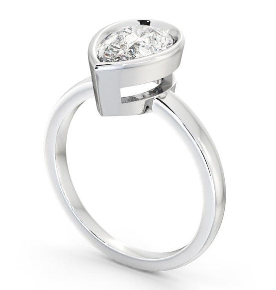  Pear Diamond Engagement Ring 18K White Gold Solitaire - Birley ENPE5_WG_THUMB1 